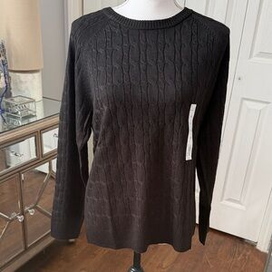 Black Classic Cable Knit Croft & Barrow Women's Sweater Medium